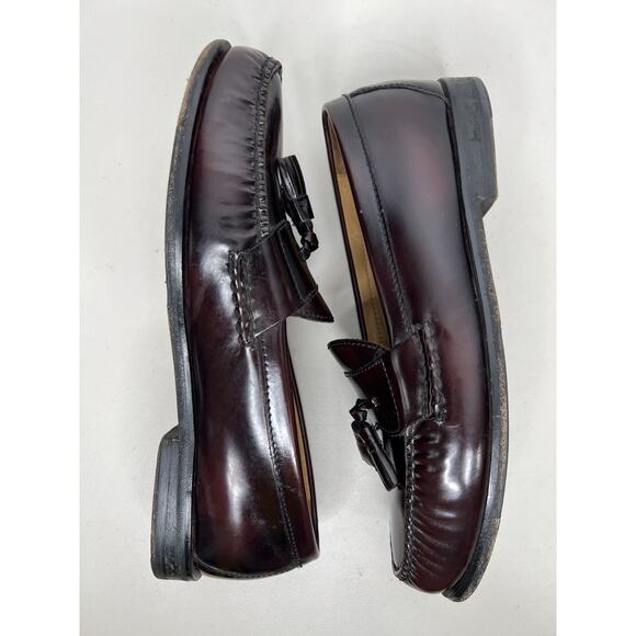 Cole Haan Mens Burgundy Tassel Loafers Leather Slip On Dress Shoes Size 9.5